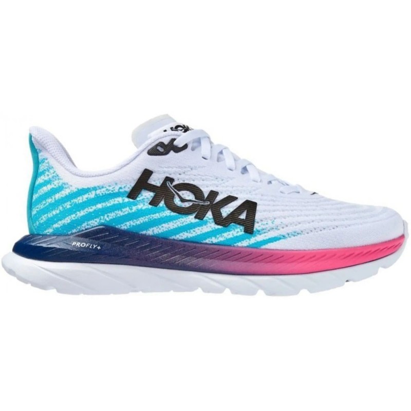 Hoka Mach 5 White Scuba Blue